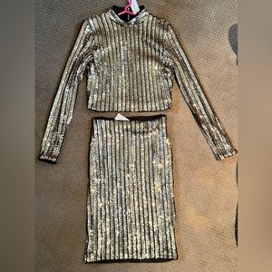 Ships in time for NYE! sequin crop turtleneck and tube skirt